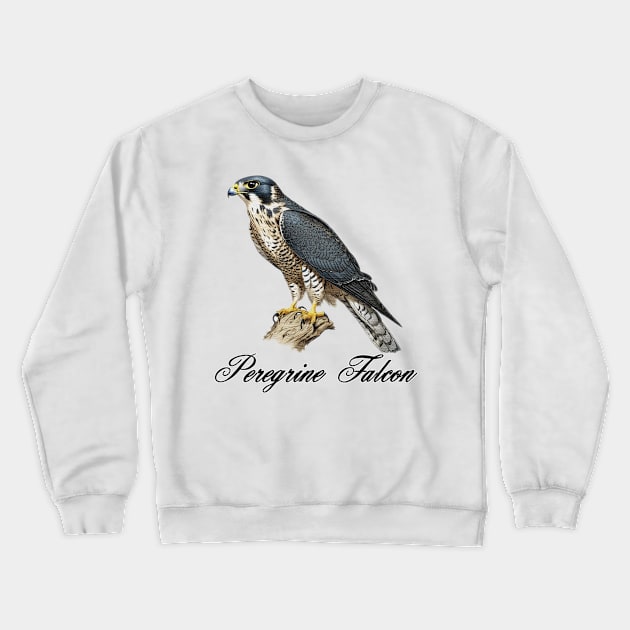 Peregrine Falcon  sitting on a branch Crewneck Sweatshirt by JnS Merch Store